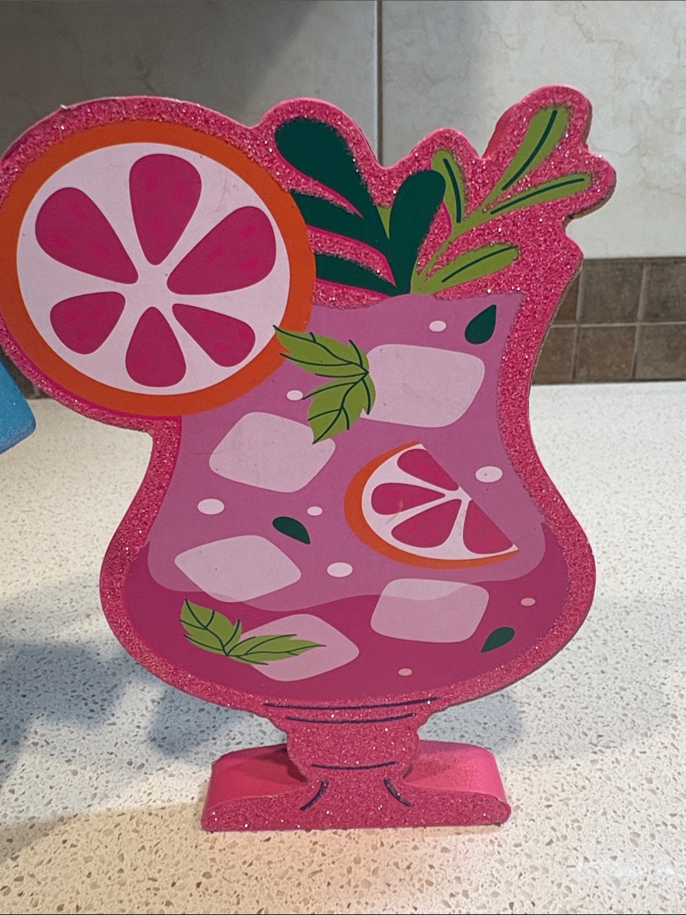 Tropical Glitter Cocktail Shelf Decor - Set of 3 - Picture 2 of 5